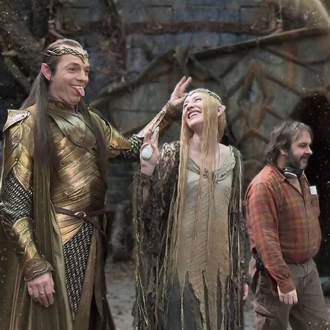 Hugo Weaving Cate Blanchett Goofing Off Between Takes On The Set Of