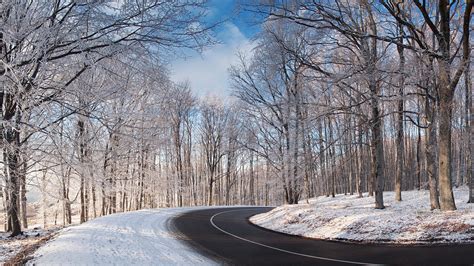 Free Winter Road Wallpaper 1920x1080 35001