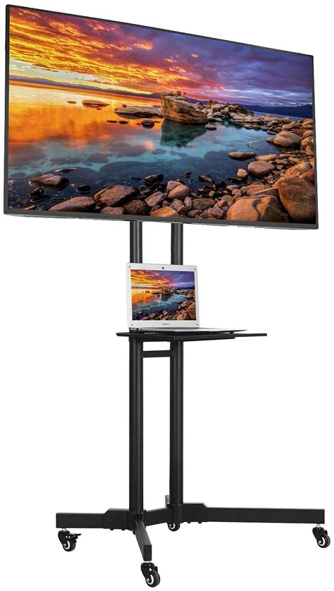 Yaheetech Mobile Tv Stand With Wheels For 32 65 Inch Lcd Led Screens