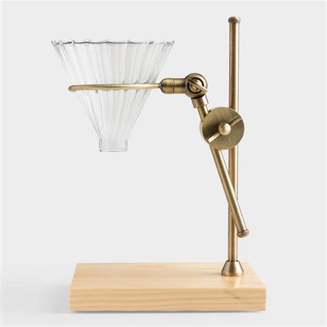 Brass Pour Over Coffee Dripper Stand With Wood Base Coffee Dripper