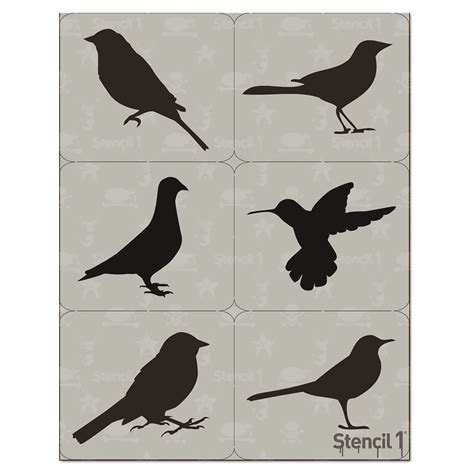 Bird Silhouettes Stencil 6 Pack Stencil 1