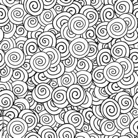Doodle Seamless Pattern With Black And White Spiral Black And White