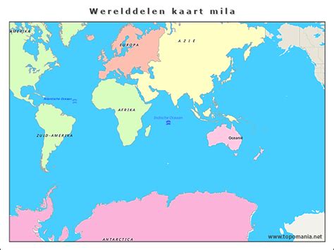 Topografie Werelddelen Kaart Mila