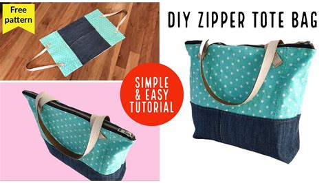 Diy Zipper Tote Bagfree Bag Pattern Sewing Bag Tutorialfor Beginner