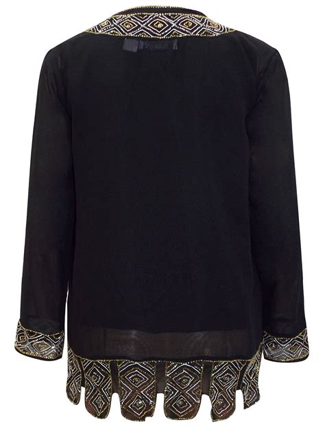 Roamans Roamans Black Bead And Sequin Embellished Top And Jacket Set