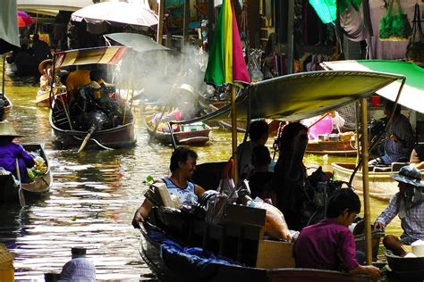 Hd Wallpaper Floating Market Bangkok Thailand River