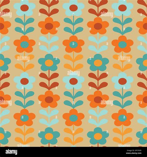 70s Retro Seamless Pattern Vintage Flower 70s And 80s Aesthetic Style