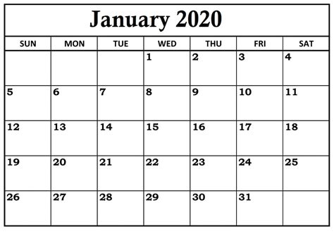 Printable Calendar January 2020 Landscape Calendar Printables Free