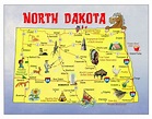 Detailed travel illustrated map of North Dakota state | North Dakota ...