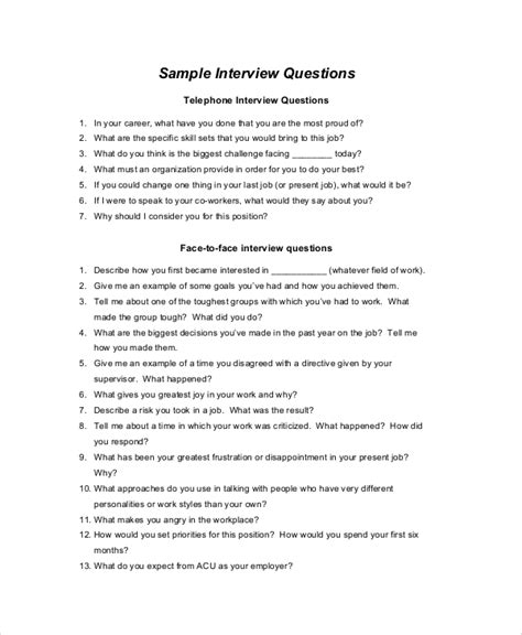 Free Printable Interview Questions Printable Templates