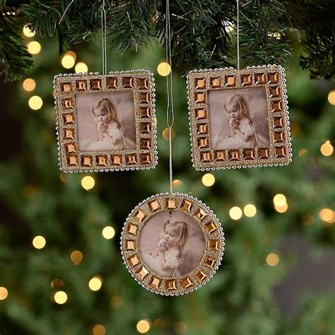 Gold Jeweled Picture Frame Ornaments Set Of 3 Kirklands Home