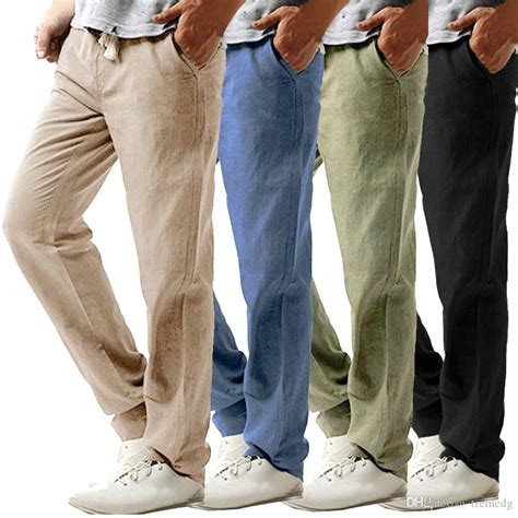 2020 Men Cargo Pants 2019 Summer Mens Casual Slim Strandhosen Linen Hose Pant Solid Trousers