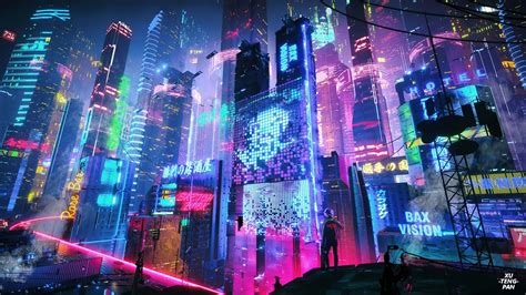 Computer Neon City Wallpapers Wallpaper Cave