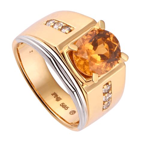 Nhẫn Nam Vàng 14k đính đá Citrine Pnj Ctxmc000006 Vn