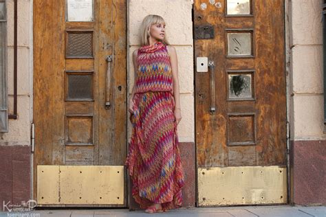 Girl In A Long Dress In City Ksenia Pro Luxury Maternity And