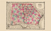 Old State Maps | GEORGIA AND ALABAMA (GA) BY A J JOHNSON 1860