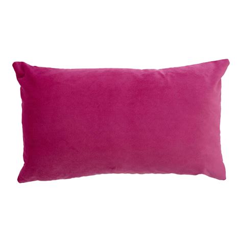 Firmamenta Italian Solid Bright Pink Velvet Lumbar Pillow Chairish