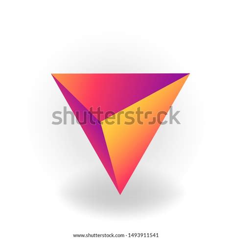 Tetrahedron One 3d Geometric Shape Holographic Stock Vector Royalty