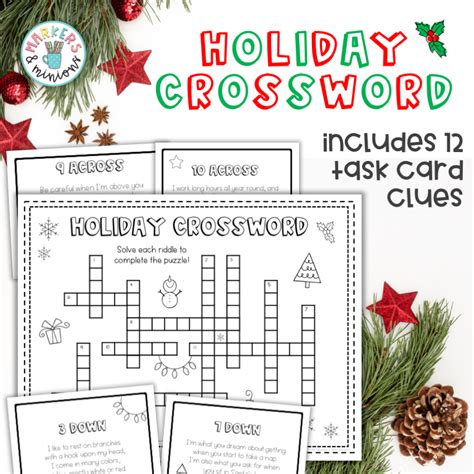 Holiday Crossword Puzzle And Task Cards Markers Minions
