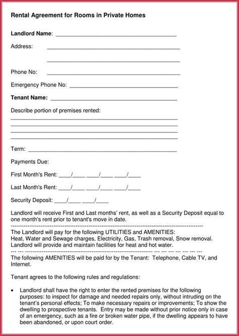Free Room Rental Agreement Forms Templates Pdf Word
