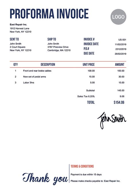 Proforma Invoice Templates Quickly Create Send Proformas