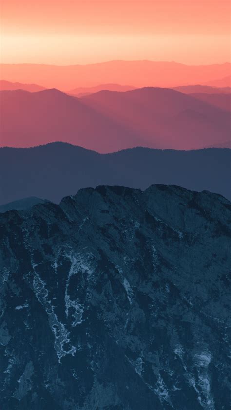 Download Calm Sunset Horizon Beautiful Mountains Nature Wallpaper