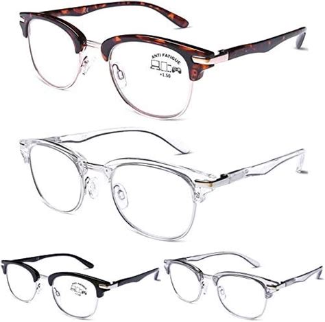 doovic 4 pack blue light blocking reading glasses anti eyestrain new fashion classic style
