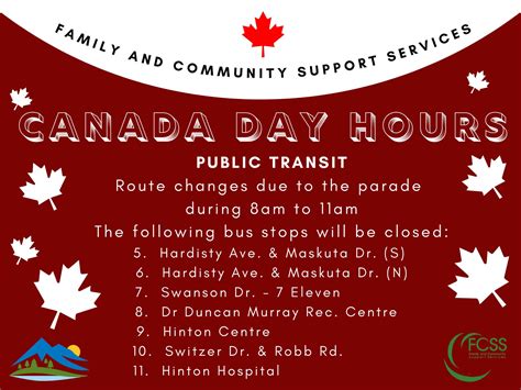 Fcss Hinton Free Transit For Canada Day With Some