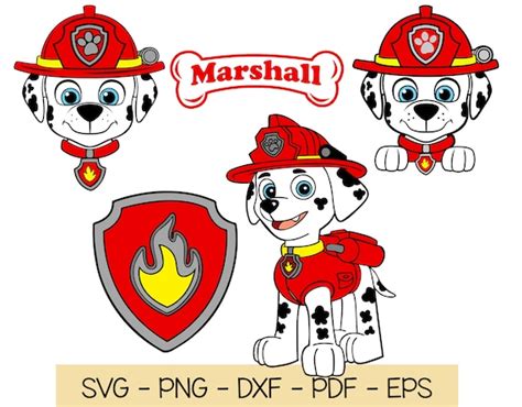 Paw Patrol Svg Paquete Paw Patrulla Marshall Clipart Archivo Etsy