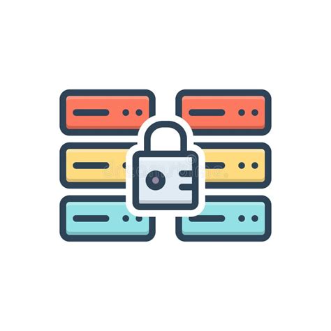 Color Illustration Icon For Secure Database Password And Security