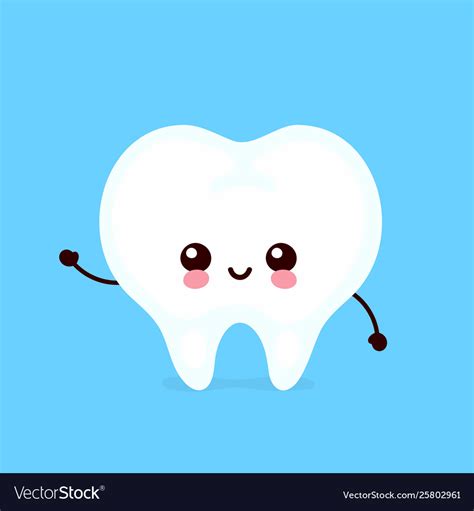Strong Cute Healthy Happy Tooth Royalty Free Vector Image