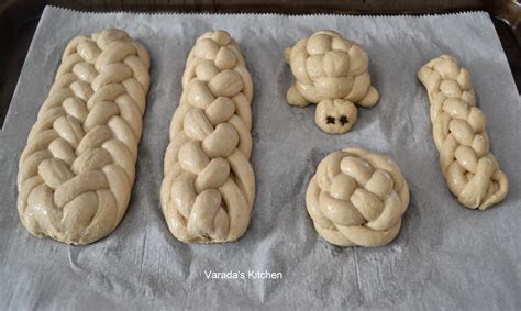 With a sharp knife cut dough into 3 ropes, 12 inches long. Varada's Kitchen: Braided Bread