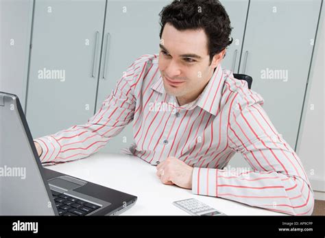 Man Using Laptop Stock Photo Alamy