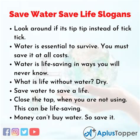 Save Water Save Life Slogans Unique And Catchy Save Water Save Life