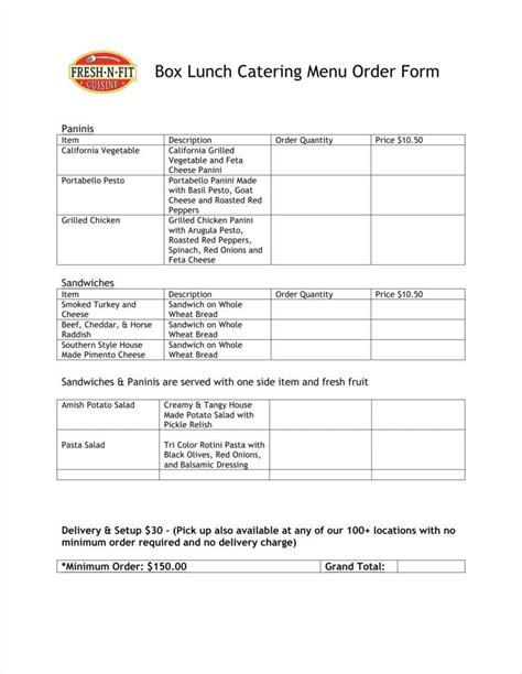 10 Food Order Form Templates Word Docs