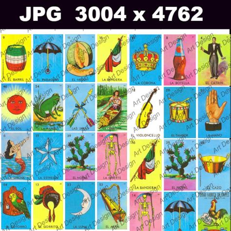 Mexican Loteria 54 Classic Cards Complete Deck Mexico Png File Etsy