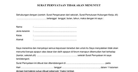 SURAT PERNYATAAN TIDAK AKAN MENUNTUT.doc - Google Drive
