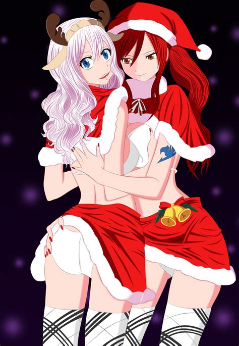 sexy erza x mira merry christmas sexy hot anime and characters fan art 38834770 fanpop