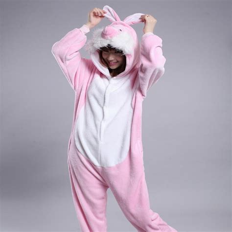 Kigurumi Rabbit Onesie Women Combinaison Pyjama Adult Flannel Warm