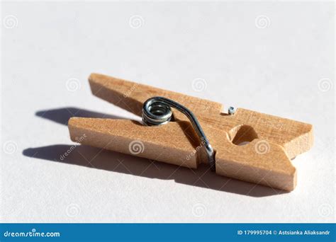 Wood Clothespin At White Paper Stock Photo Image Of Post Housework