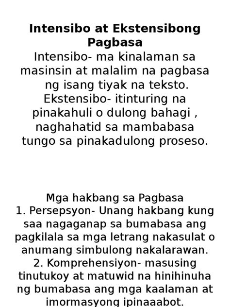 Intensibo At Ekstensibong Pagbasa Pdf