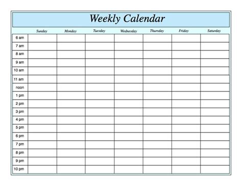 Weekly Calendar Template Fotolip