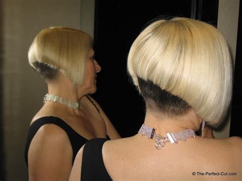 Two Toned Nape Bleach Blonde Hair Shaved Nape Bob Hairstyles