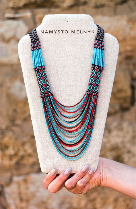 Turquoise Ethnic Bead Necklace Indigenous Necklace Native Etsy