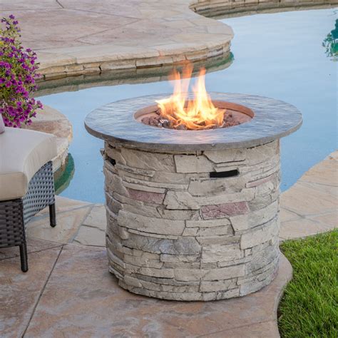 32-inch Stone Circular MGO Fire Pit With Grey Top - 40,000 BTU - NH956