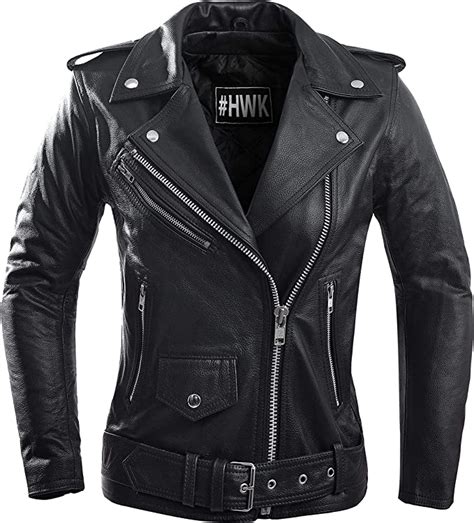 Hwk Brand Leather Motorcycle Jacket For Women Genuine Leather