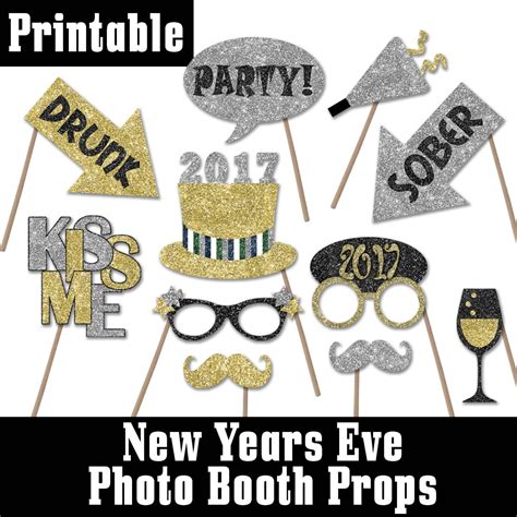 New Year Photo Booth Props Printable Printable Templates