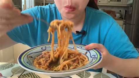 ASMR Mukbang Homemade Spaghetti Bolognese Slurping Sounds YouTube