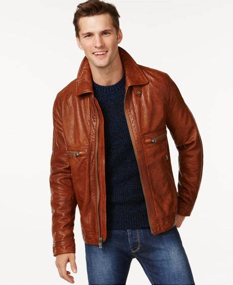 Andrew Marc Brown Exeter Leather Jacket For Men Lyst