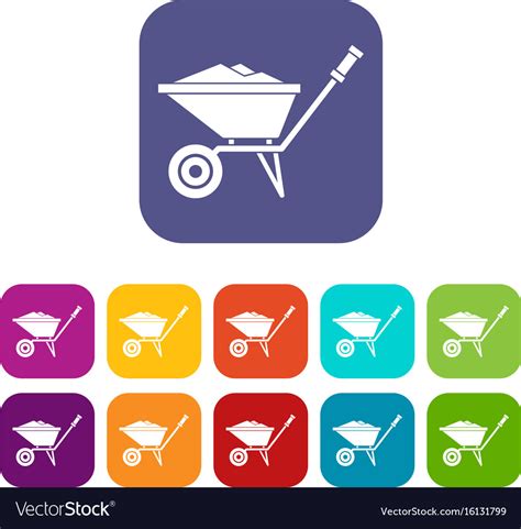 Wheelbarrow Icons Set Royalty Free Vector Image